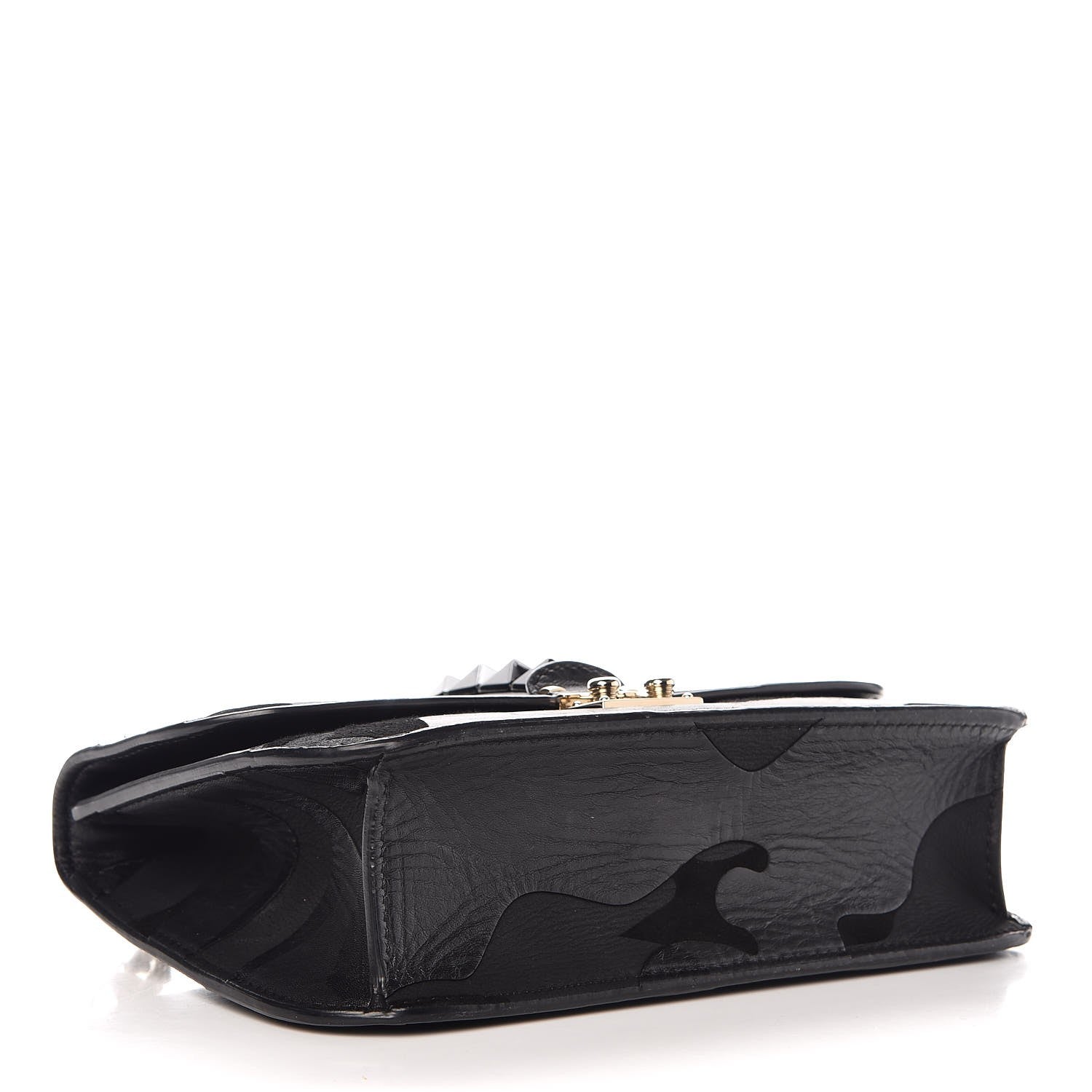 Valentino Garavani Nappa Canvas Camouflage Medium Glam Lock Rockstud Flap Black 4 of 10