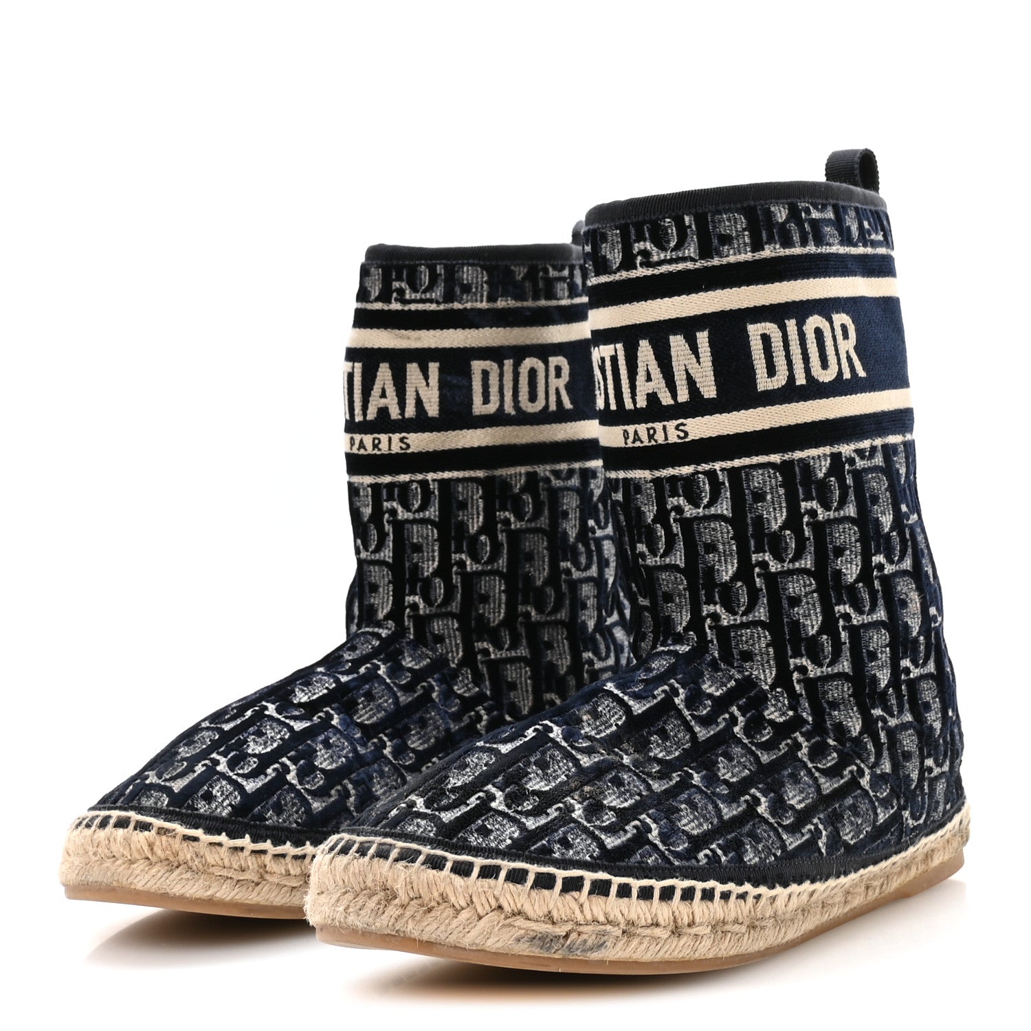 Christian Dior Velvet Oblique Granville Espadrille Boots 39.5 Deep Blue 4 of 8