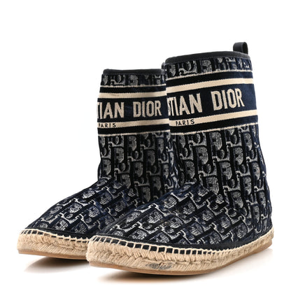Christian Dior Velvet Oblique Granville Espadrille Boots 39.5 Deep Blue 4 of 8