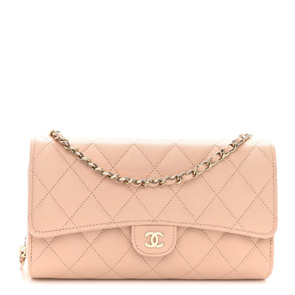 Chanel Caviar Quilted Phone Holder Wallet on Removable Chain Light Beige 1 of 12