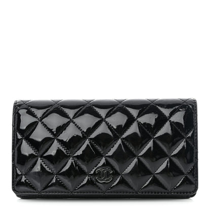 Chanel Patent Calfskin Quilted Yen Wallet So Black 1 of 14