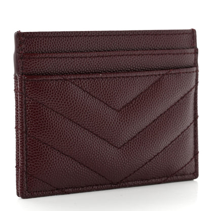 Saint Laurent Grain De Poudre Matelasse Chevron Cassandre Credit Card Case Bordeaux 3 of 7