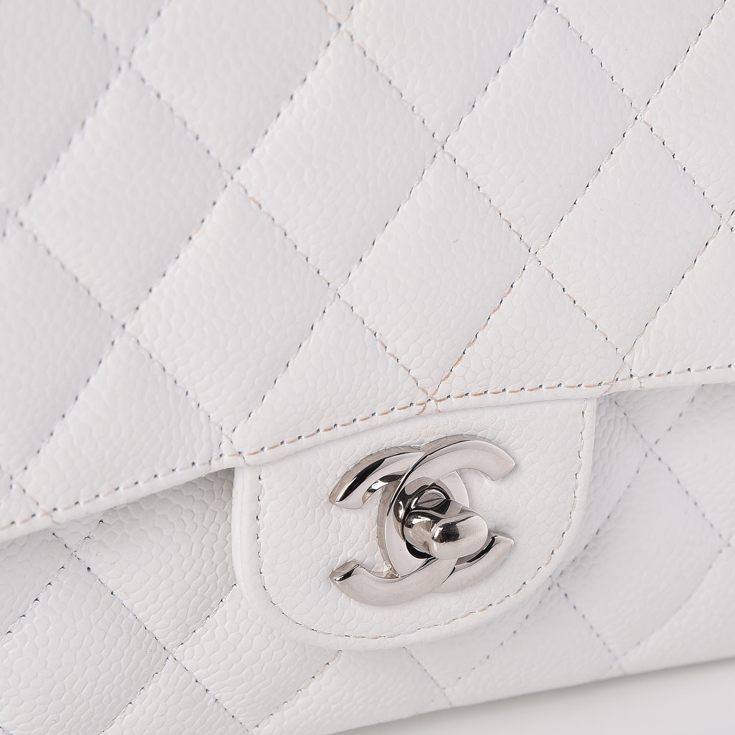 Chanel Caviar Quilted Medium Double Flap White 7 of 11