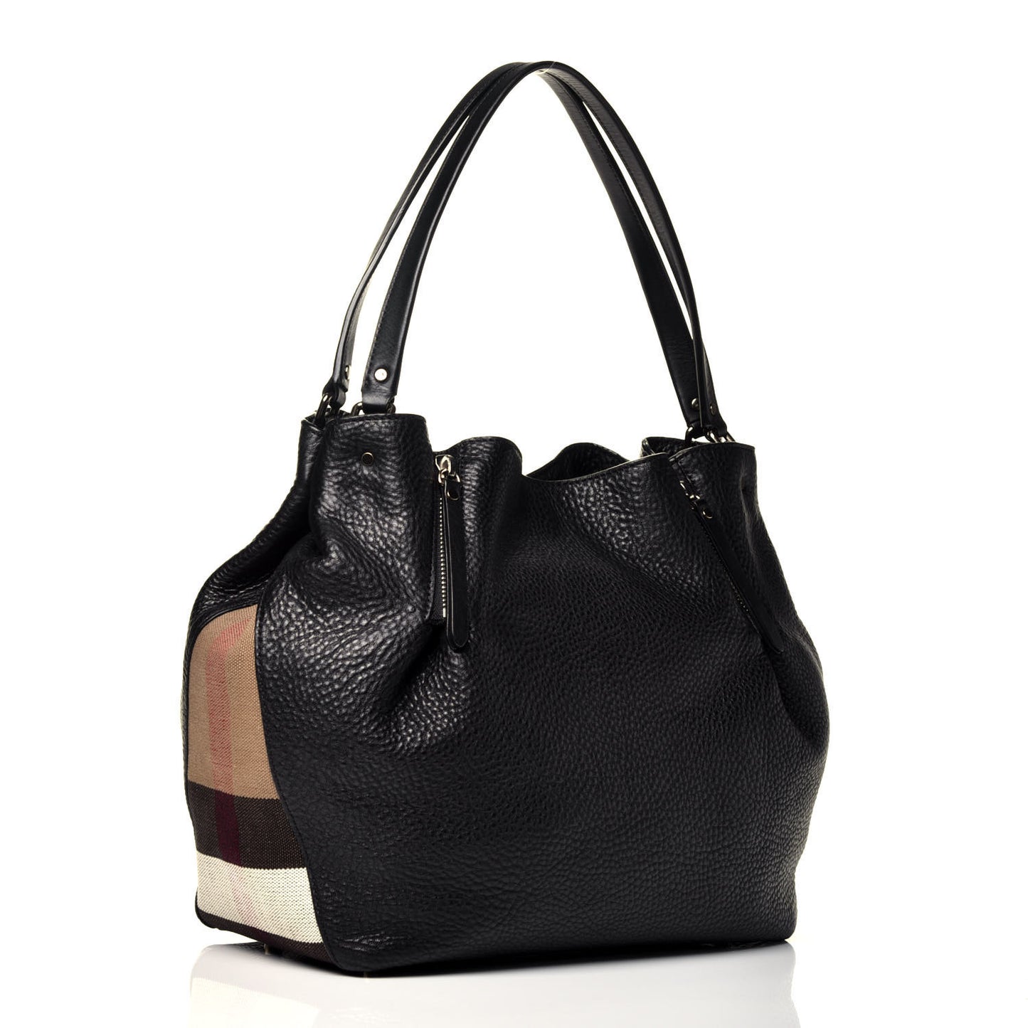 Grainy Calfskin House Check Medium Maidstone Black