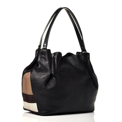Burberry Grainy Calfskin House Check Medium Maidstone Black 3 of 10