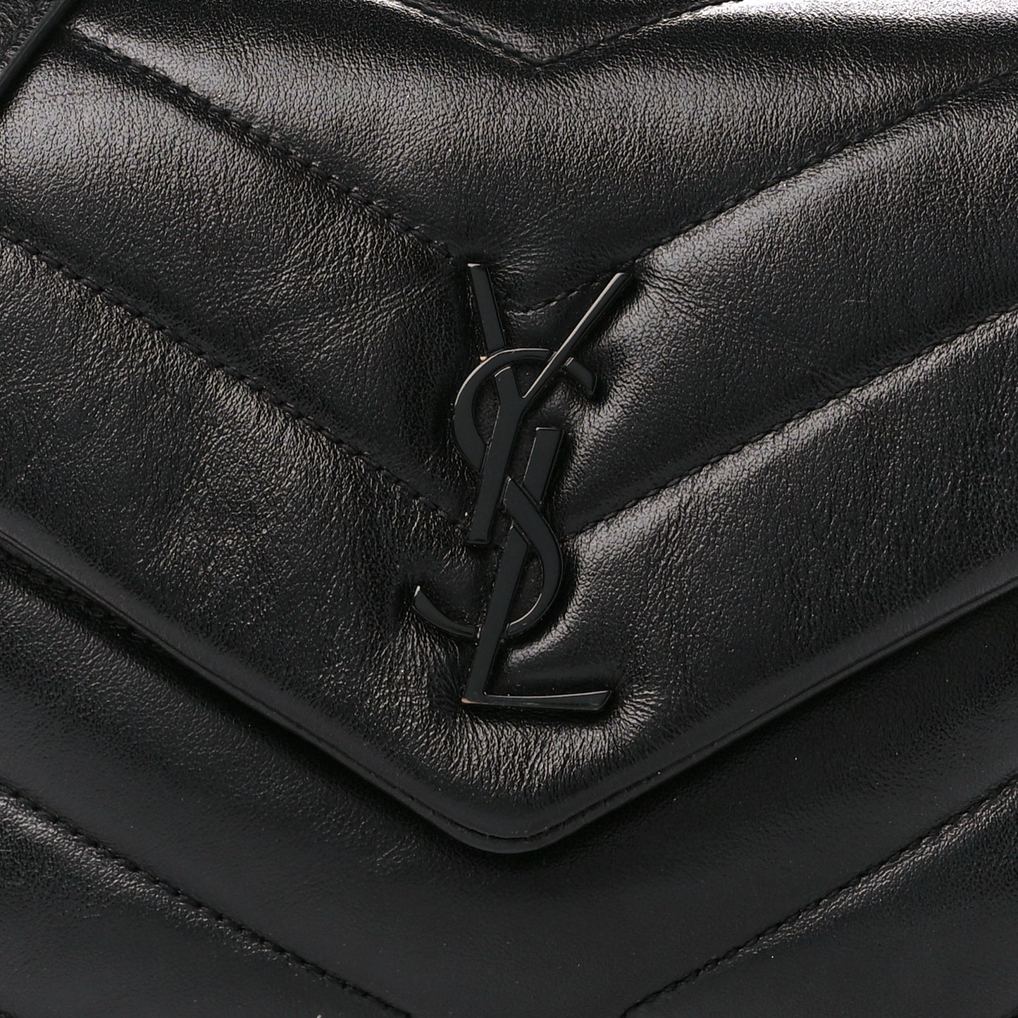 Calfskin Y Quilted Monogram Monochrome Toy Loulou Crossbody Bag Black