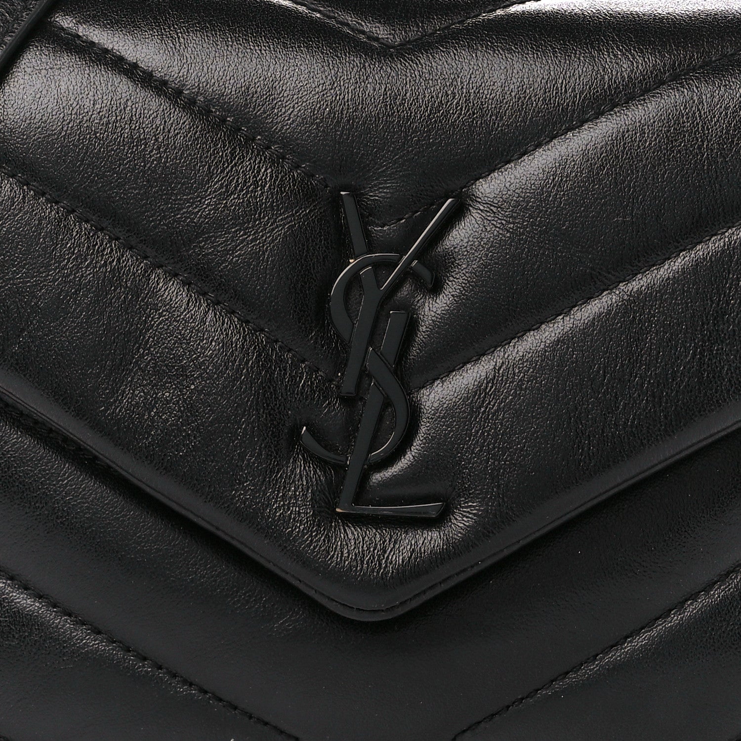 Saint Laurent Calfskin Y Quilted Monogram Monochrome Toy Loulou Crossbody Bag Black 9 of 11