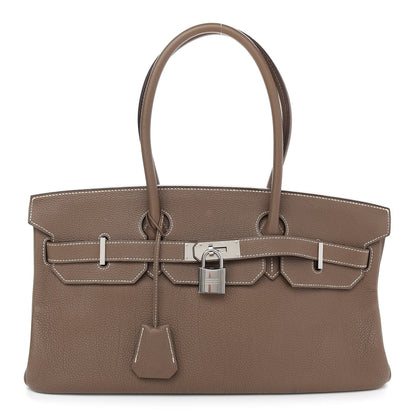 Hermes Taurillon Clemence JPG Shoulder Birkin II 42 Etoupe 1 of 10