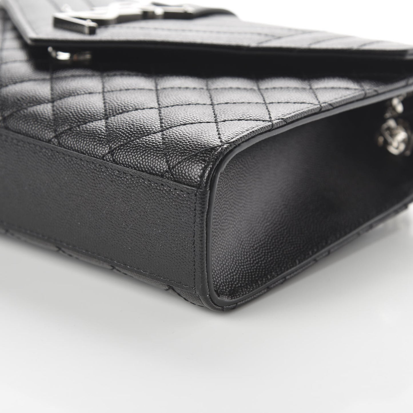 Grain De Poudre Textured Mixed Matelasse Triquilt Medium Monogram Satchel Black