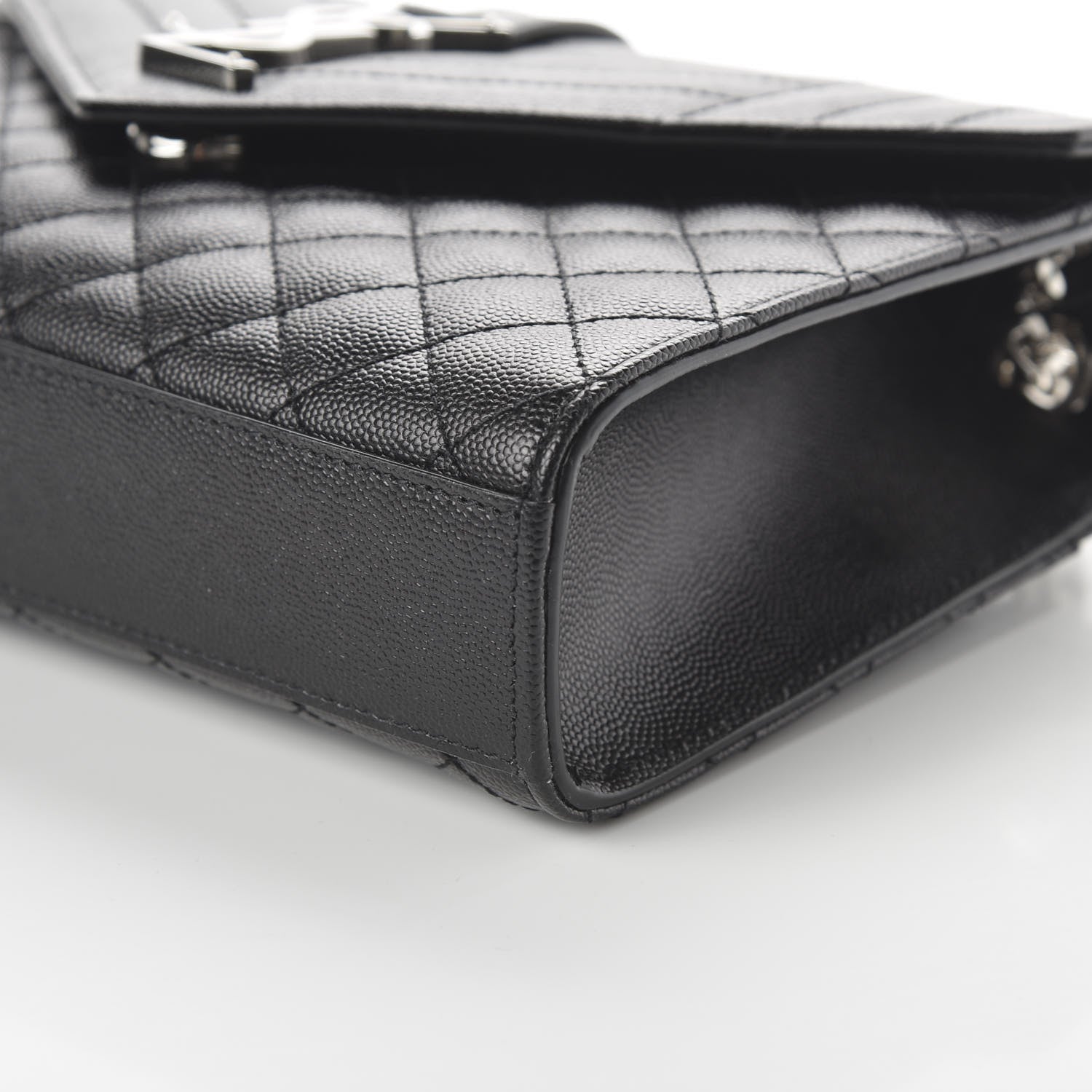 Saint Laurent Grain De Poudre Textured Mixed Matelasse Triquilt Medium Monogram Satchel Black 7 of 10