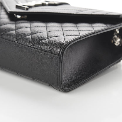 Saint Laurent Grain De Poudre Textured Mixed Matelasse Triquilt Medium Monogram Satchel Black 7 of 10