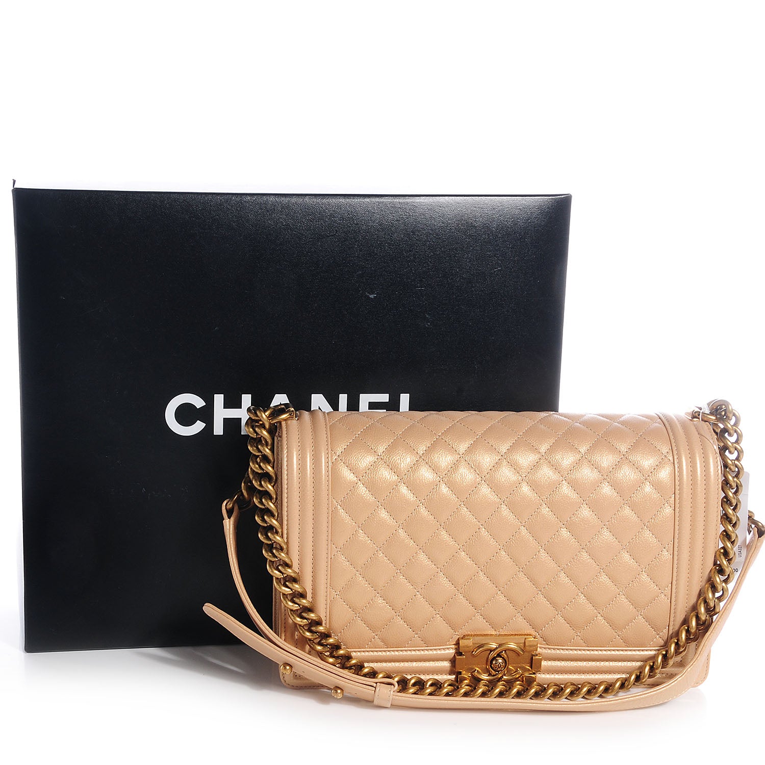 Chanel Pearl Calfskin New Medium Boy Flap Gold 5 of 9
