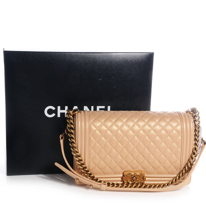 Chanel Pearl Calfskin New Medium Boy Flap Gold 5 of 9