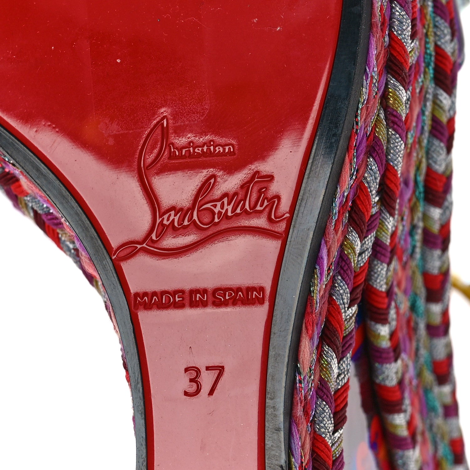Christian Louboutin Nappa Lame Madmonica 120 Wedge Sandals 37 Lin Yellow Multicolor 7 of 10