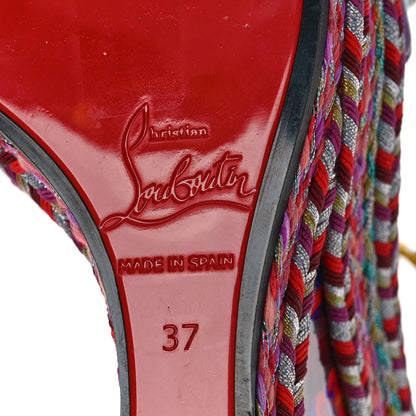 Christian Louboutin Nappa Lame Madmonica 120 Wedge Sandals 37 Lin Yellow Multicolor 7 of 10