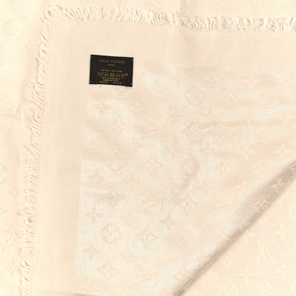 Louis Vuitton Silk Wool Monogram Shawl Beige 4 of 4