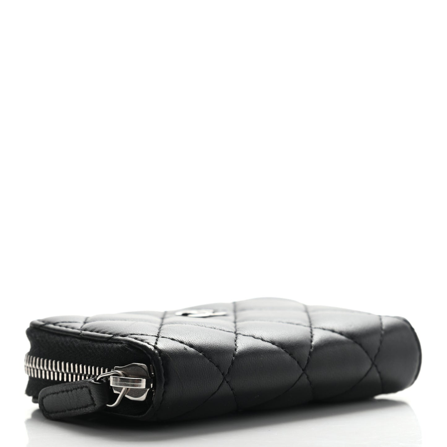 Lambskin Quilted Zip Coin Purse Black