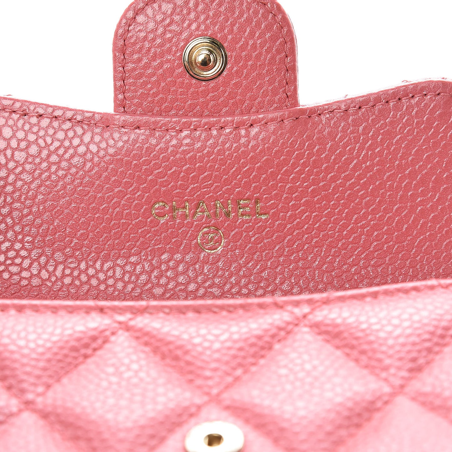 Caviar Quilted Flap Card Holder Pink