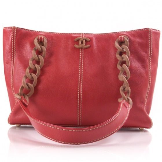 Calfskin Tote Wood Chain