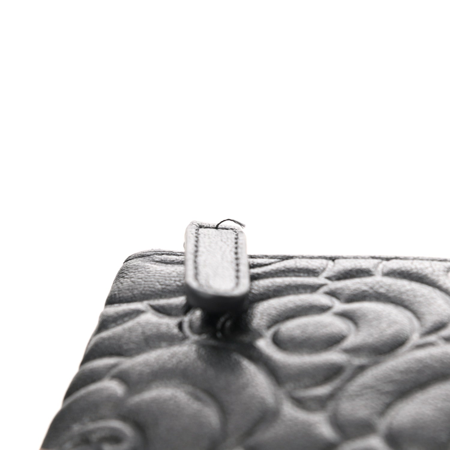 Chanel Goatskin Camellia Embossed Cosmetic Pouch Anthracite 7 of 7