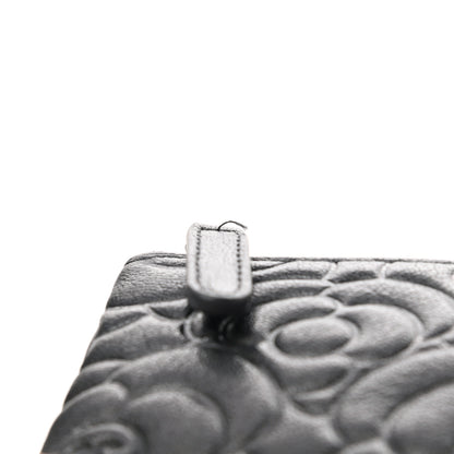 Chanel Goatskin Camellia Embossed Cosmetic Pouch Anthracite 7 of 7