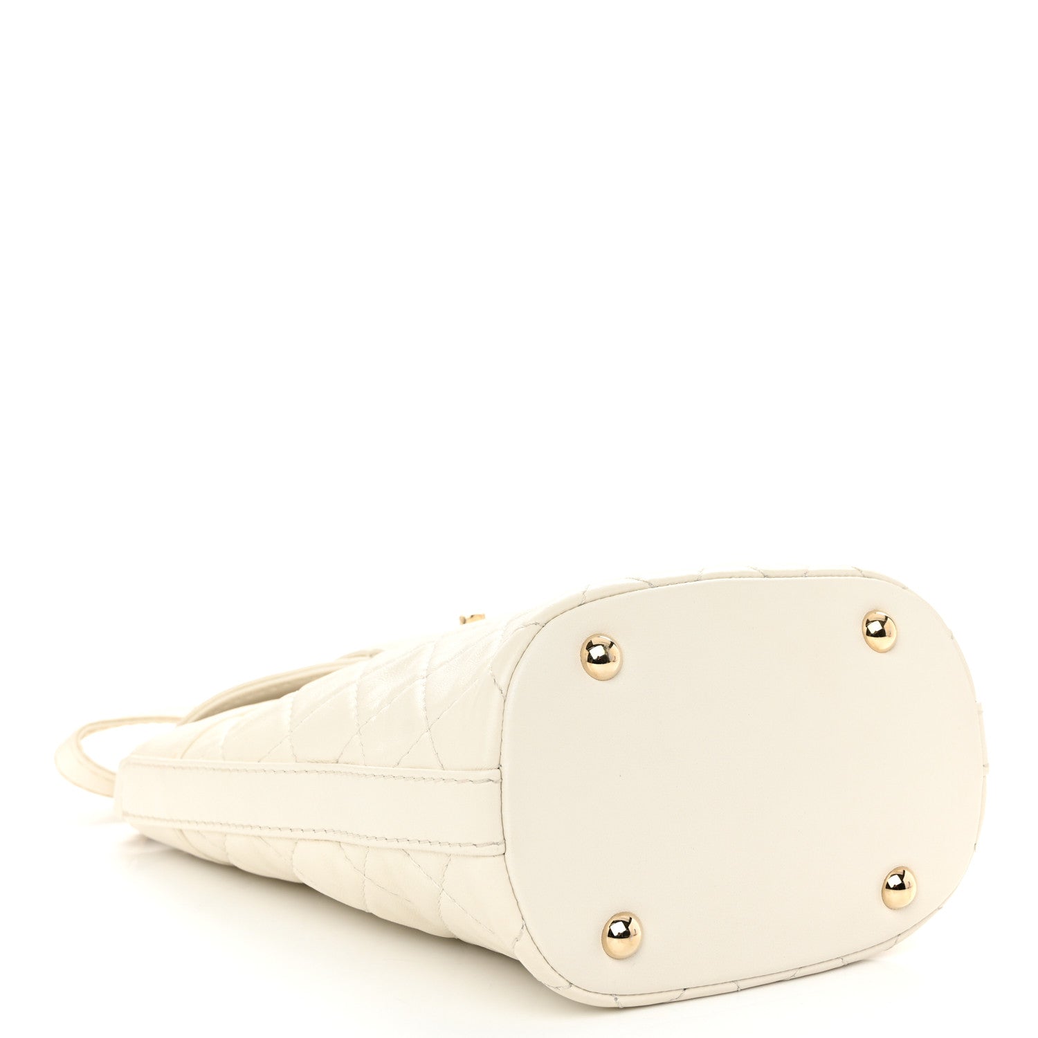 Chanel Lambskin Quilted CC Bucket Bag White 4 of 10
