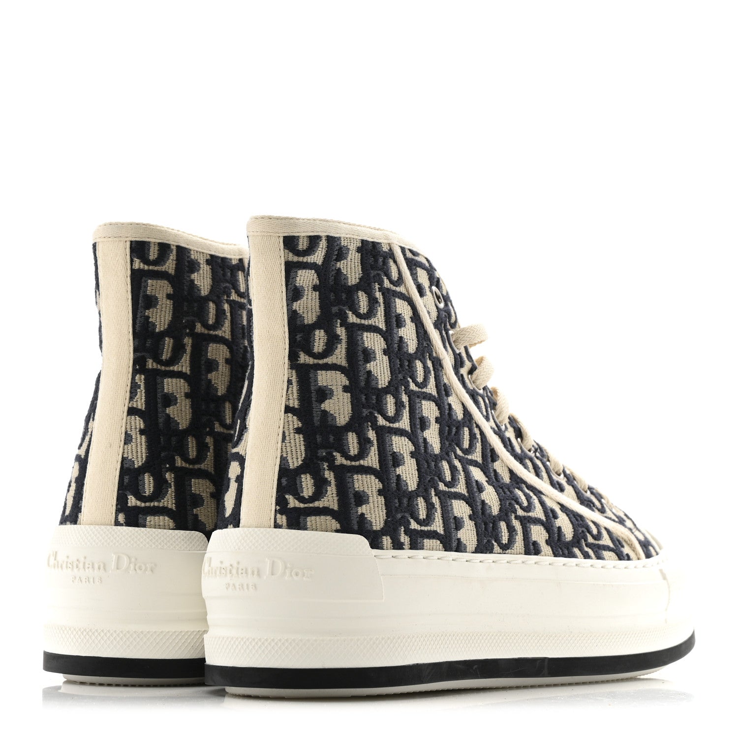 Christian Dior Canvas Oblique Walk'N'Dior Platform High Top Sneakers 38 Deep Blue 5 of 12