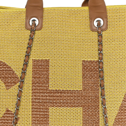 Chanel Mixed Fibers Large Shopping Bag Yellow Brown 8 of 10