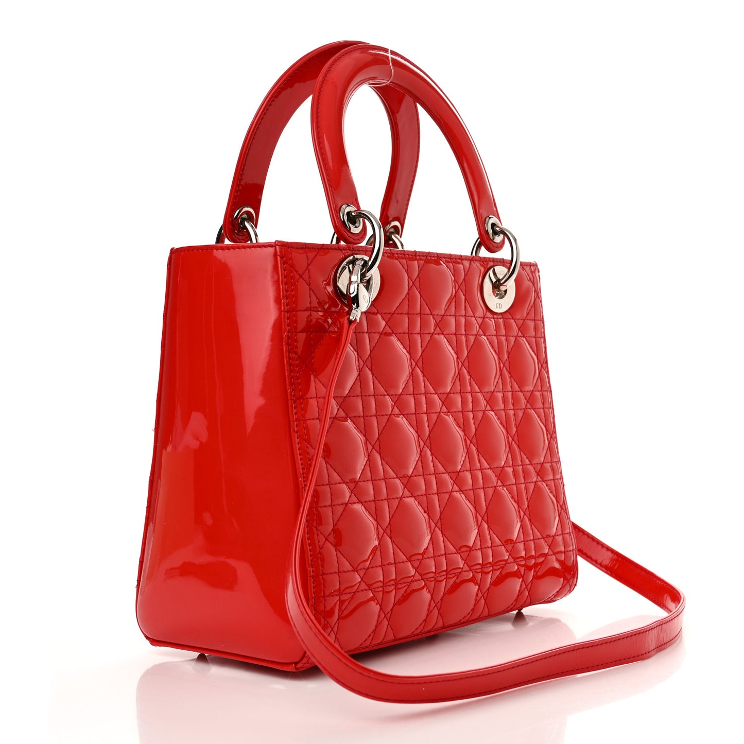 Patent Cannage Medium Lady Dior Fuchsia