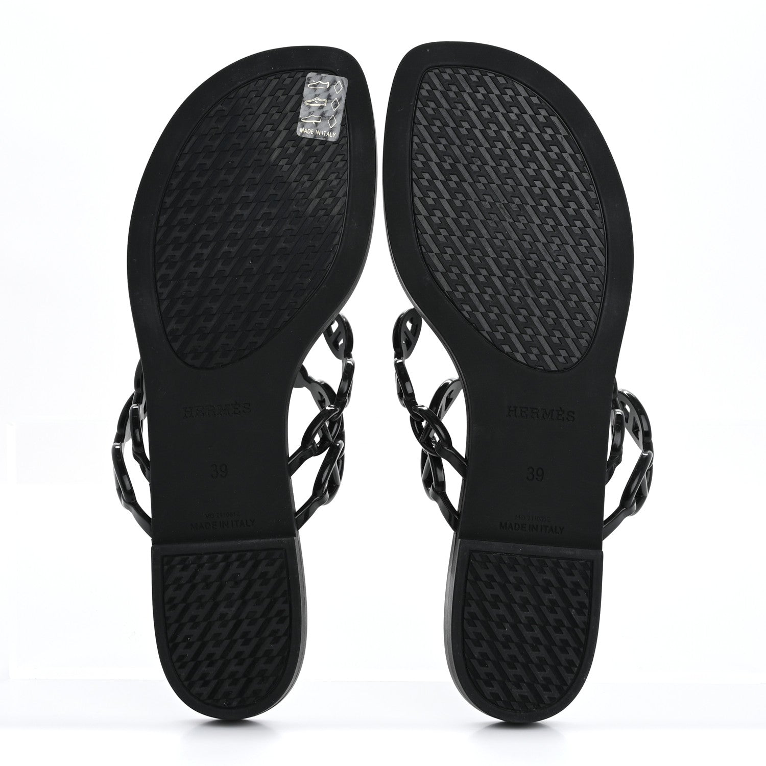 Hermes Rubber Chaine d'Ancre Island Sandals 39 Black 6 of 9