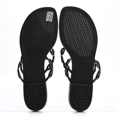 Hermes Rubber Chaine d'Ancre Island Sandals 39 Black 6 of 9