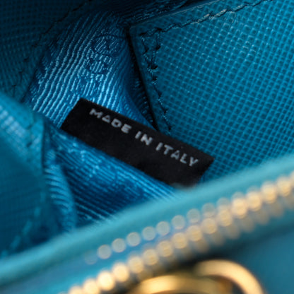 Prada Saffiano Lux Micro Galleria Double Zip Tote Turchese 8 of 9