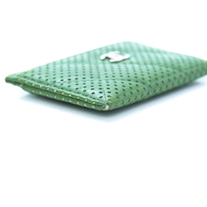 Chanel Perforated Lambskin Quilted Card Holder Green 9 of 12