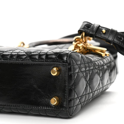 Christian Dior Crinkled Patent Cannage Small Lucky Badges My Lady Dior Black 10 of 11