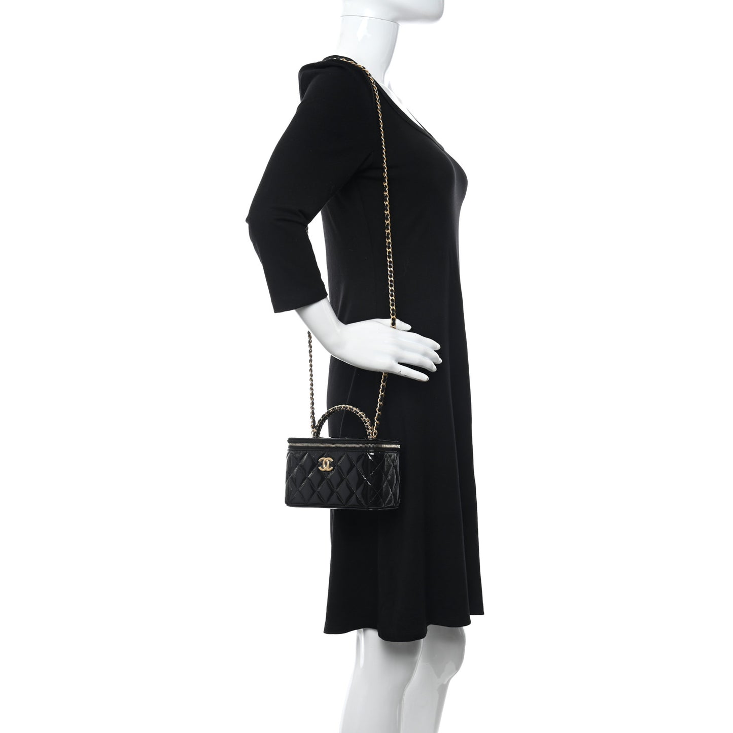 Patent Quilted Pick Me Up Vanity Case Black