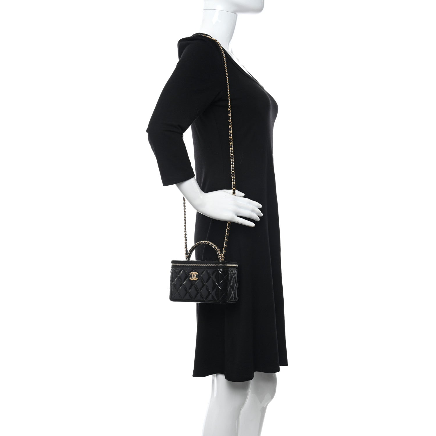 Chanel Patent Quilted Pick Me Up Vanity Case Black 2 of 11