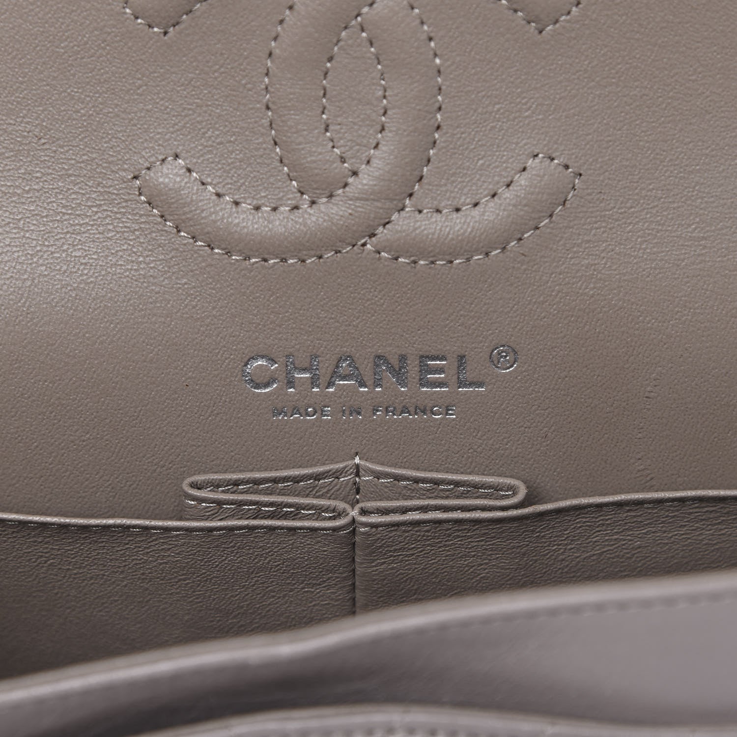 Chanel Aged Calfskin Chevron Quilted Small Double Flap Grey 6 of 10