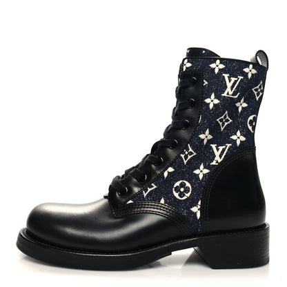 Louis Vuitton Denim Calfskin Metropolis Flat Ranger Boot 40 1 of 8