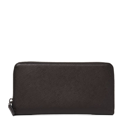 Prada Saffiano Large Zip Around Travel Wallet Brown 1 of 10
