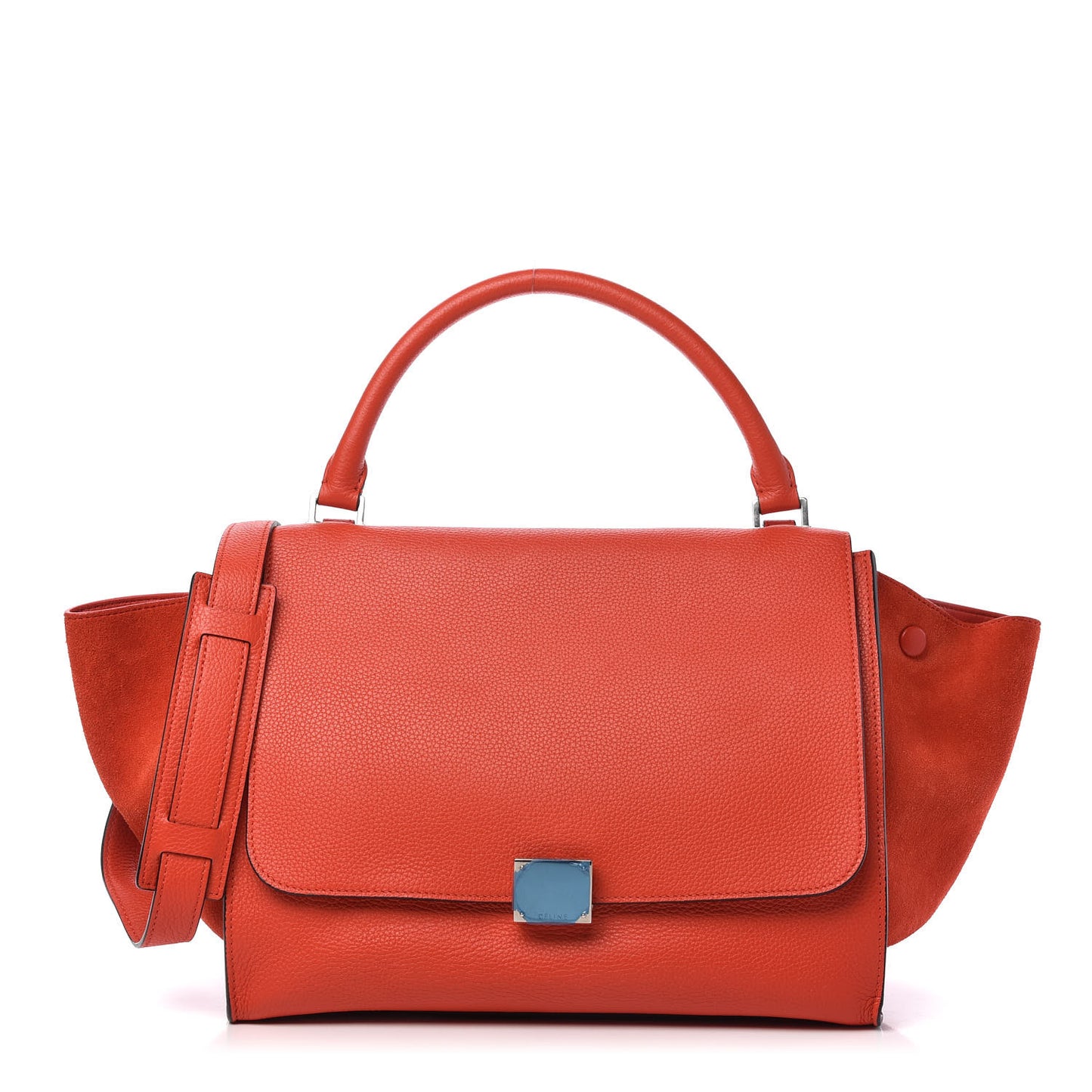 Drummed Calfskin Suede Medium Trapeze Coquelicot