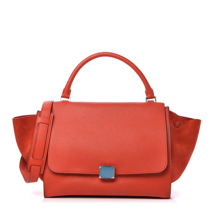 Celine Drummed Calfskin Suede Medium Trapeze Coquelicot 1 of 9