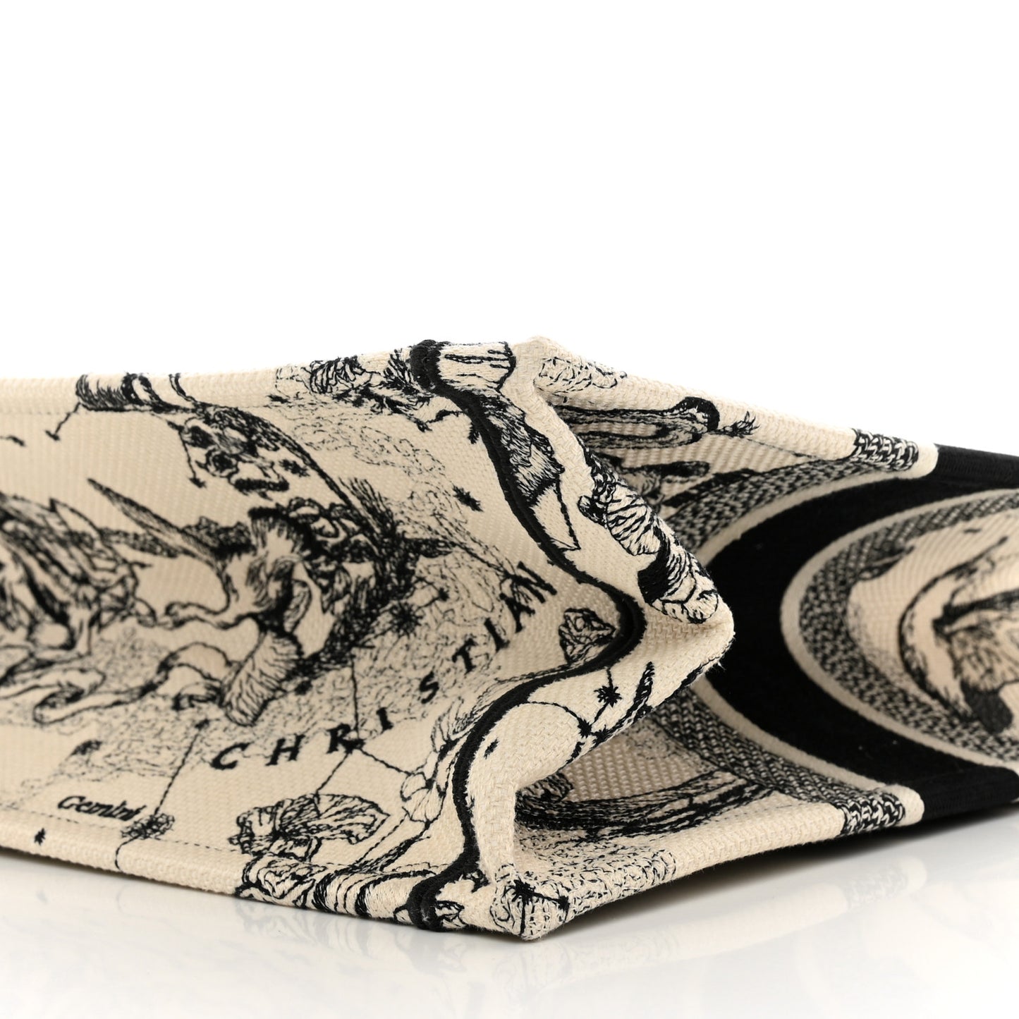 Canvas Zodiac Toile De Jouy Embroidered Medium Book Tote Latte