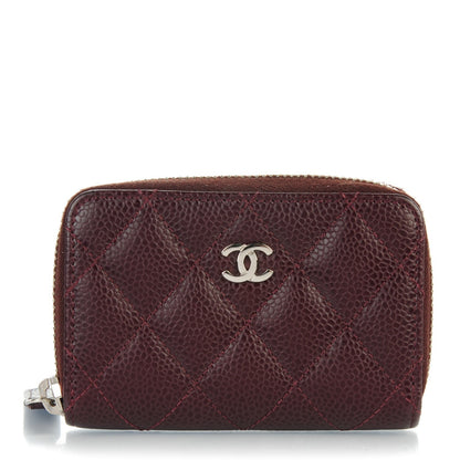 Chanel Caviar Quilted Zip Coin Purse Burgundy 1 of 7