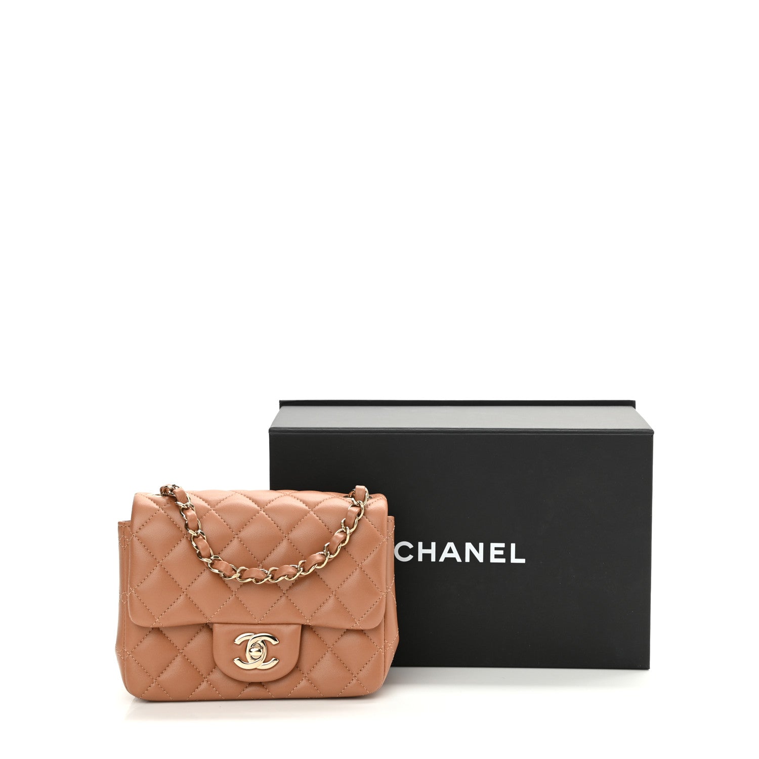 Chanel Lambskin Quilted Mini Square Flap Brown 10 of 10