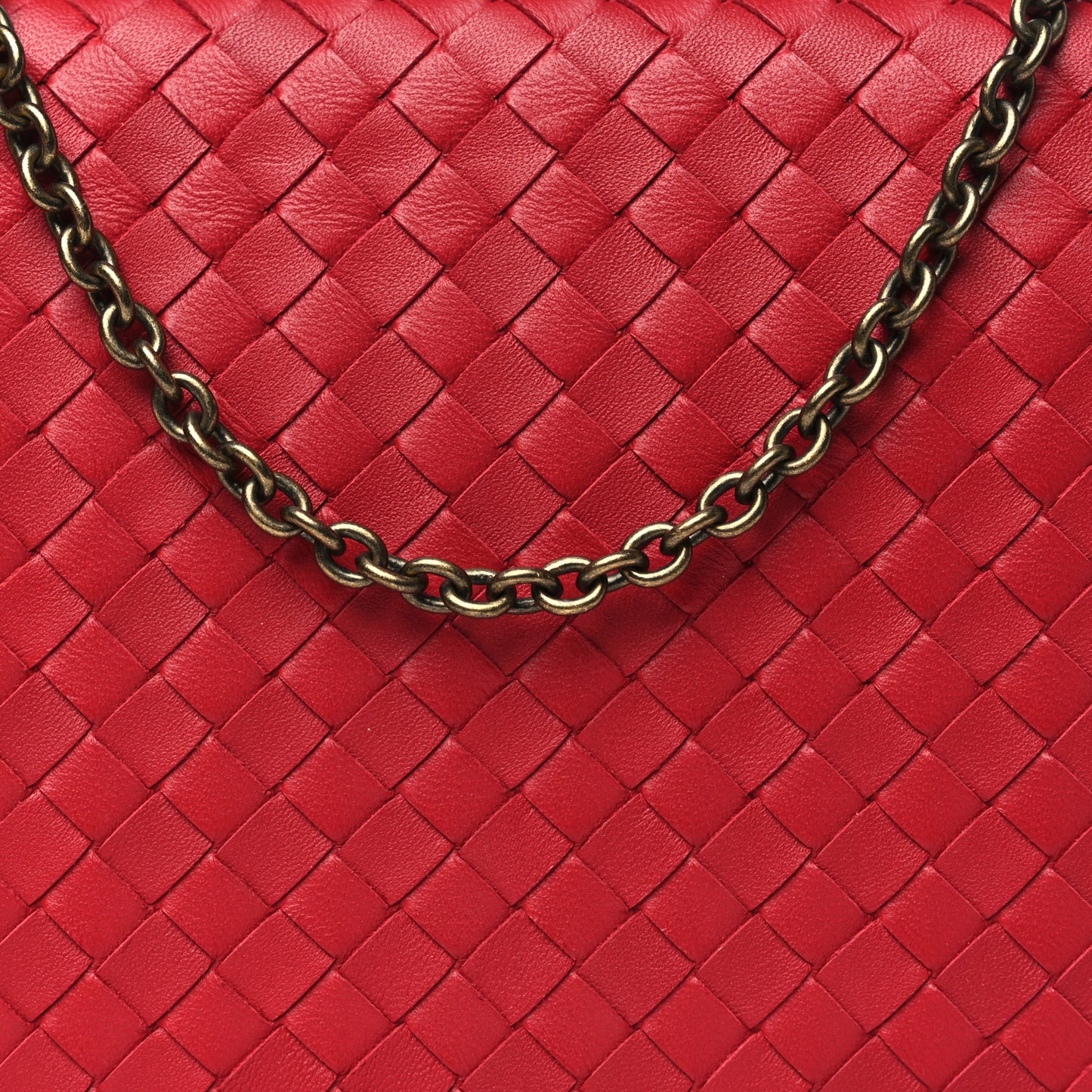 Nappa Intrecciato Chain Wallet China Red