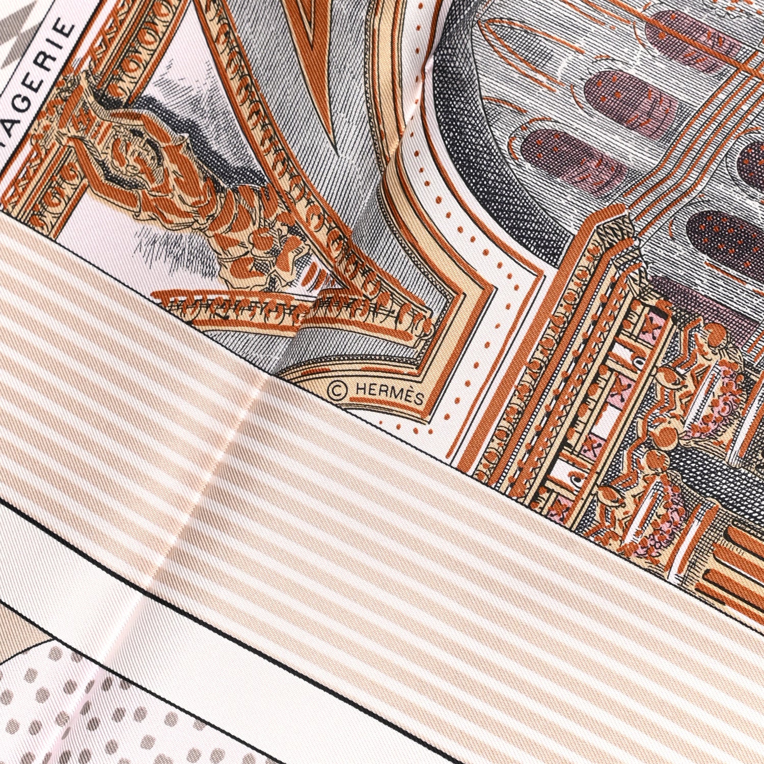 Hermes Silk Grand Theatre Nouveau Scarf 90 Rose Pale Etoupe 4 of 7