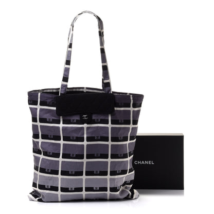 Chanel Jersey Fabric Quilted Foldable Tote With Chain Black Multicolor 13 of 13