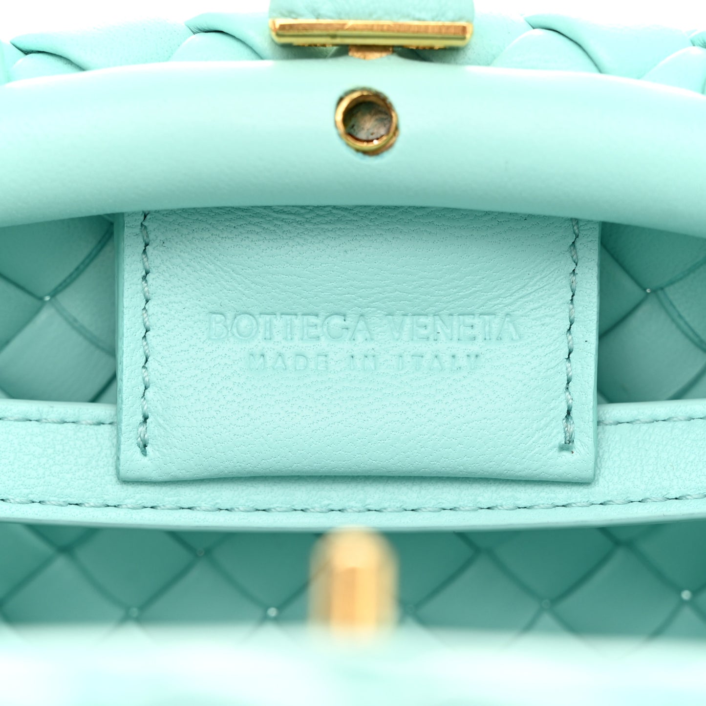 Nappa Intreccio Mini Padded Handle Bag Celadon