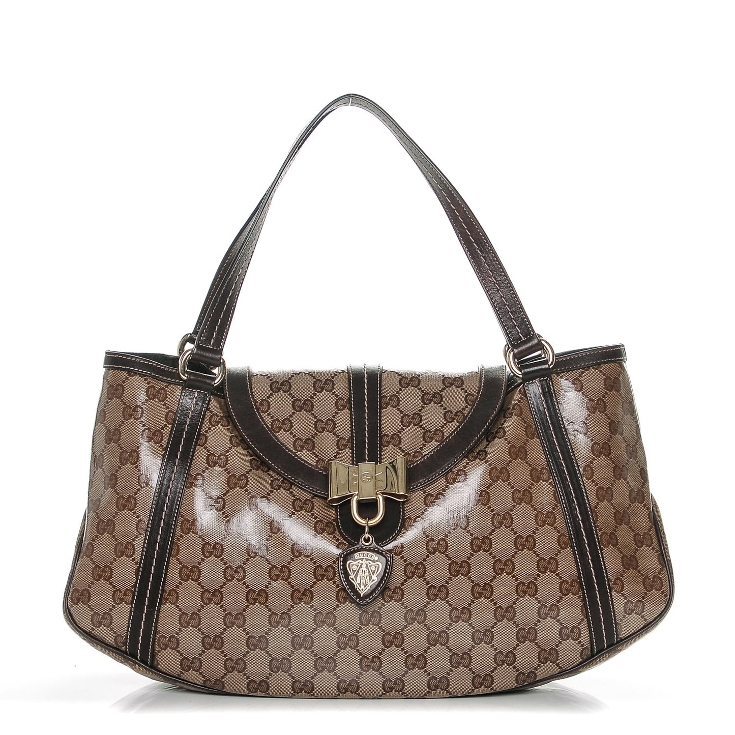 Crystal Monogram Duchessa Flap Shoulder Bag Dark Brown
