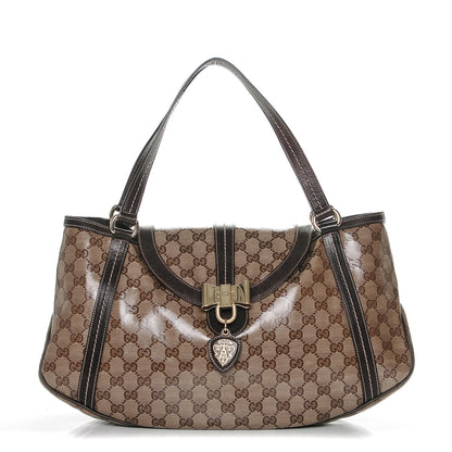 Gucci Crystal Monogram Duchessa Flap Shoulder Bag Dark Brown 1 of 7